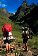 two hikers at the base of Rockeries Pass