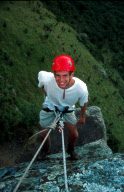 abseiling on a crag