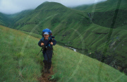 hiking through a valley