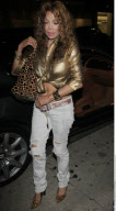 LA TOYA JACKSON appears in a fasion-desaster outfit for dinner at 'Mr. Chow' in Beverly Hills