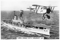 The aircraft carrier HMS 'Eagle' and a Fairey Flycatcher aircraft, (1937). 
