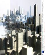 Low-Rise, a city made of staples by artist Peter Root, Britain - Aug 2009