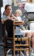 JILL HALFPENNY AND BABY OUT IN LONDON