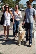 Ex 'Desperate Housewives' actress NICOLLETTE SHERIDAN shows off her flat belly while strolling with friends in Malibu