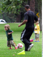 EXCL.: Sharon Stone's kids LAIRD and QUINN frolicking around at the Coldwater Park 