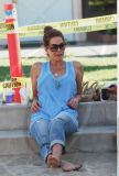 Actress BROOKE BURKE spending quality time with her kids at a park in Malibu