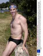 Lewis Gordon Pugh who is attempting to swim the entire 203 mile course of the River Thames, Windsor, Britain - 15 Jul 2006