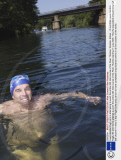 Lewis Gordon Pugh who is attempting to swim the entire 203 mile course of the River Thames, Windsor, Britain - 15 Jul 2006