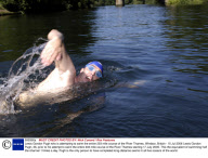 Lewis Gordon Pugh who is attempting to swim the entire 203 mile course of the River Thames, Windsor, Britain - 15 Jul 2006