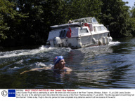 Lewis Gordon Pugh who is attempting to swim the entire 203 mile course of the River Thames, Windsor, Britain - 15 Jul 2006