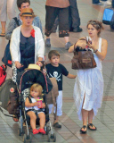 Helena Bonham Carter Flies Out with the Kids