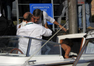 George Clooney and Elisabette Cannalis's arrival in Venice.