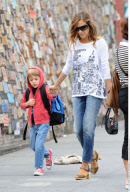 Actress SARAH JESSICA PARKER seen walking her son JAMES to his first day of school