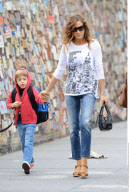 Actress SARAH JESSICA PARKER seen walking her son JAMES to his first day of school