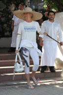Nicollette Sheridan wears a giant sombrero hat