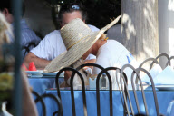 Nicollette Sheridan wears a giant sombrero hat