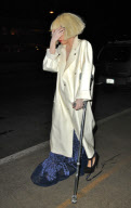 Lady Gaga Needs a Cane to walk at LAX