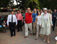 PRINCESS MARY OF DENMARK driving in a rickshaw during his state visit in Hanoi