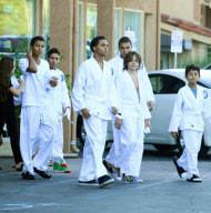 Michael Jackson's Son Prince Jackson Shows Some Chest As He Leaves Karate Class With His Brother, Sister, And Cousins.