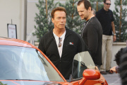 *EXCLUSIVE* Arnold Schwarzenegger shows off his classic Dodge Challenger SRT