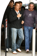 *EXCLUSIVE* Arnold Schwarzenegger shows off his classic Dodge Challenger SRT