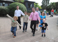 Barrie and Tony Drewitt-Barlow, Britains first gay surrogate fathers with their family at Colchester Zoo, Essex, Britain - 28 Sep 2009