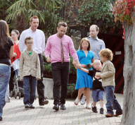 Barrie and Tony Drewitt-Barlow, Britains first gay surrogate fathers with their family at Colchester Zoo, Essex, Britain - 28 Sep 2009
