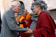 Richard Gere with a Group of Tibetan Monks await the arrival of the Dalai Lama at Montecitorio Square, Rome, Italy - 18 Nov 2009