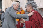 Richard Gere with a Group of Tibetan Monks await the arrival of the Dalai Lama at Montecitorio Square, Rome, Italy - 18 Nov 2009