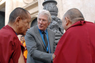 Richard Gere with a Group of Tibetan Monks await the arrival of the Dalai Lama at Montecitorio Square, Rome, Italy - 18 Nov 2009