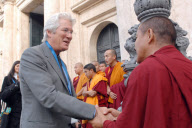 Richard Gere with a Group of Tibetan Monks await the arrival of the Dalai Lama at Montecitorio Square, Rome, Italy - 18 Nov 2009