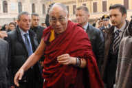 Richard Gere with a Group of Tibetan Monks await the arrival of the Dalai Lama at Montecitorio Square, Rome, Italy - 18 Nov 2009