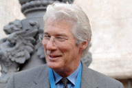 Richard Gere with a Group of Tibetan Monks await the arrival of the Dalai Lama at Montecitorio Square, Rome, Italy - 18 Nov 2009