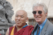 Richard Gere with a Group of Tibetan Monks await the arrival of the Dalai Lama at Montecitorio Square, Rome, Italy - 18 Nov 2009