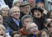 Salma Hayek and Francois-Henri Pinault attend football (France-Eire) game at Stade de France in Paris