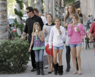 Actor SYLVESTER STALLONE, his wife JENNIFER FLAVIN and their daughters hitting the stores on Black Friday