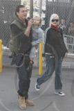 Singer GWEN STEFANI and hubby GAVIN ROSSDALE taking their kids KINGSTON and ZUMA to visit Gwen's mother