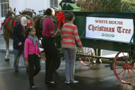 Michelle Obama and daughters greet Christmas tree, The White House, Washington DC, America - 27 Nov 2009