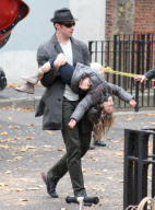 Hugh Jackman and family at the park in NYC