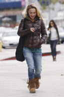 'Heroes' star HAYDEN PANETTIERE wearing a Blauer goose down puffy jacket while leaving the Urth Cafe