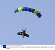 Yves 'Fusionman' Rossy is the first human jet to successfully fly across the English Channel, from France to Britain - 26 Sep 2008