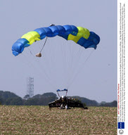 Yves 'Fusionman' Rossy is the first human jet to successfully fly across the English Channel, from France to Britain - 26 Sep 2008