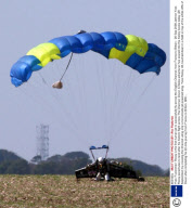 Yves 'Fusionman' Rossy is the first human jet to successfully fly across the English Channel, from France to Britain - 26 Sep 2008