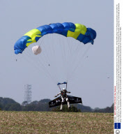 Yves 'Fusionman' Rossy is the first human jet to successfully fly across the English Channel, from France to Britain - 26 Sep 2008