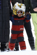 *EXCLUSIVE*  Heidi and Seal take little Johan to ski lessons