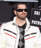 Gerard Butler wearing argyle in Aspen