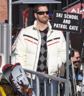 Gerard Butler wearing argyle in Aspen