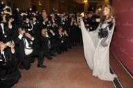LA TOYA JACKSON sparkled in a white cape dress at the SemperOpernball in Dresden