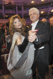 LA TOYA JACKSON sparkled in a white cape dress at the SemperOpernball in Dresden