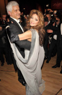 LA TOYA JACKSON sparkled in a white cape dress at the SemperOpernball in Dresden